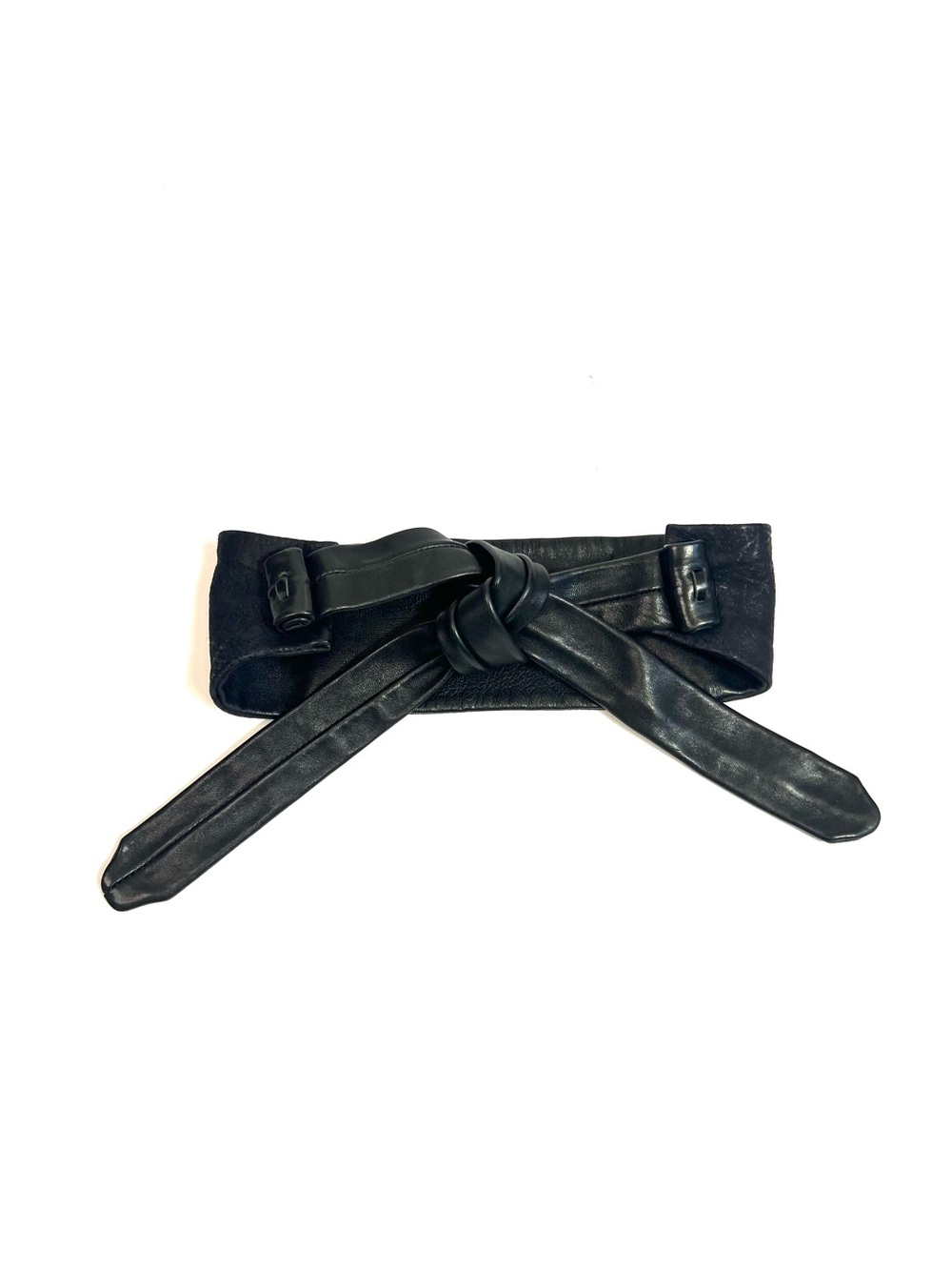 Vintage Il Bisonte Leather Tie Belt Black